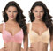 Curve Muse - Soutien-Gorge Grande Taille Balconnet avec Armatures avec Bretelles Matelassées et Dentelle - Pack de 2-Imprimé Rose, Chair-100B