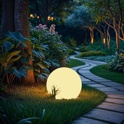shumi Lampada a sfera solare da 30,5 cm, lampada da tavolo a LED per esterni, 16 colori RGB e dimmerabile, con telecomando, decorazione per patio, giardino, cortile, spiaggia, sentiero, asilo nido