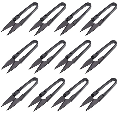 JINJIAN Fadenschere, 12 Stück Garn-Nähschere, U-förmiger kleine Mini-Trimmzange, DIY-Stickerei, Kreuzstichschneider, zum Schneiden von Stoffen, Angeln, Basteln