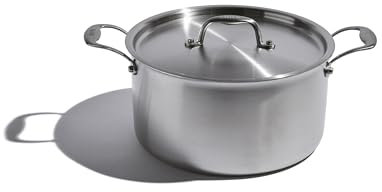 Heritage Steel x Eater 8 Quart Stock Pot | Made in USA | 5-Ply Fully Clad Stainless Steel | Stay Cool Handle Design | Induction-Compatible | Non-Toxic With Lid | Cook Like an Eater