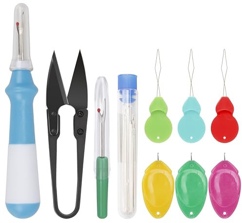 XCZYN Set di taglia-asole, infila aghi e aghi da cucito, grande e piccolo, strumento di rimozione del filo con forbici