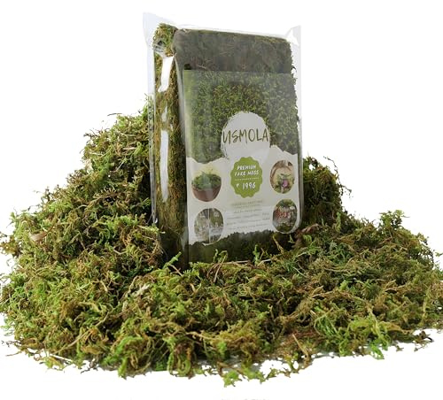 USMOLA Fake Green Moss for Potted Plants, 4OZ Artificial Moss for DIY Crafts, Faux Moss for Table Centerpieces Fairy Garden Decor (Fresh Green 140gr)