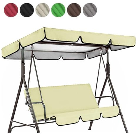 LHCXKJGS Tela Oxford Recubierta De Plata 600D Toldo Balancin De Jardin Resistente ai Viento Y ai Desgarro Reemplazo del Dosel del Columpio del Porche,Beige-164 * 114 * 15cm