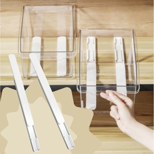 Selbstklebende Schubladenschienen aus Kunststoff, selbstklebend, 26,7 cm Länge, leise ausziehbare Schiene für Körbe, Schubladen, Boxen, Aktenschrank, Mülleimer, 4 Stück