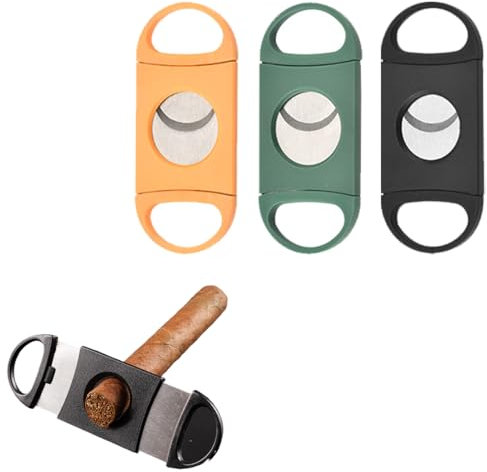 XPEX 3 Pezzi Taglia Sigaro,Tagliasigari, Taglia Sigari, 26Mm Buco Tagliasigari In Plastica, Tagliasigari Con Doppie Lame In Acciaio Inox, Per La Maggior Parte Dei Sigari(Nero/Giallo/Verde)