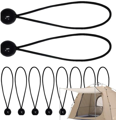 Cable elástico con bolas – 10 cables de lona elásticos, liberación rápida elástica de lona elástica | Enlaces elásticos duraderos y elásticos de TARP | Cable ligero Bungee con pelota f
