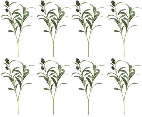 JTMKYO 8 Pieces Of Simulated Olive Branches, Artificial Green Plants, Home Decoration, Party Decorations.