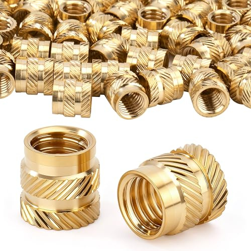 Tunejoy Insertos Roscados M8 de Latón Insertos de Tuercas M8x10x10 Tuercas Moleteadas de Rosca para Plástico Embutir en Piezas de Impresora 3D 50 Piezas