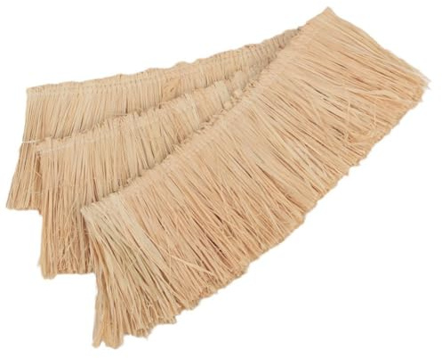 Natural Raffia Grass Fringe Tassel Trim 1m Decorative Plant Fiber Craft Accessories Handmade Weaving Decoration Rustic Raffia Straw DIY Home Decor Curtain Border Hanging Ornaments