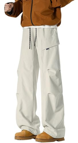Pantaloni cargo invernali da uomo, taglie grandi, antivento, con tasche multiple, gamba dritta, in pile, con imbottitura termica, per attività all'aria aperta, in pile, con elastico in vita con