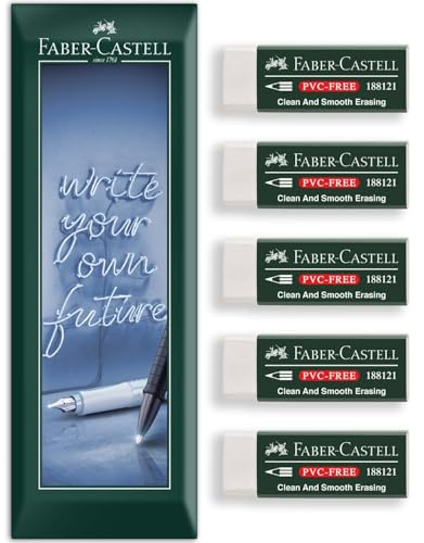 Faber-Castell Gomma da cancellare senza PVC, 7081N, morbida, pulita, senza sbavature, atossica, per scuola, ufficio e arte, in confezione busta (5)