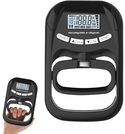 Medidor De Fuerza De Preensión | 180kg Pantalla Digital Recargable - Dinamómetro de Mano Eléctrico para Fuerza de Agarre,para Deportes Entrenamiento Fitness Gimnasio Casa Oficina Viaje Hombres