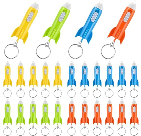 TaimeiMao 26 Porte-Clés Mini-Lampes Torches, Mini-Lampes Torches Fusées | Porte-Clés Fusées Led Colorés, Porte-ClésFusées Led, pour Cadeaux d'Invités, Petits Cadeaux, Articles Promotionnels.