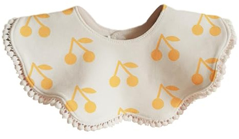 Guohetuk Babero de Algodón, Triangular/paño para Eructar con Encaje, Suave, Ajustable, Absorbente para Niños, Niñas, Recién Nacidos, para La Alimentaci, Cereza