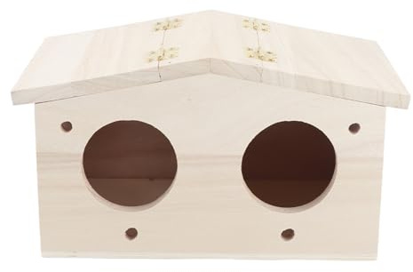 Phefop Nichoir à Oiseaux en Bois, Nid D'oiseau, Cage à Oiseaux, Nichoir pour Perroquets, Hirondelles, avec Porte à Deux Trous, Conception de Cabane en Rondins Ventilée en Bois de Platane