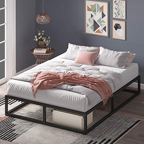 Zinus Joseph Estructura Cama 150x190 cm - Altura 25 cm - Base Cama Queen Size en Acero - Láminas de Madera - Montaje Fácil- Espacio de Almacenamiento - Negro