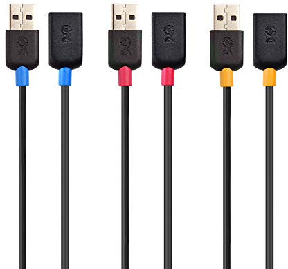 Cable Matters 3-Pack USB Extension Cable - 6ft, Male to Female USB Extender Cable, USB2.0 Extension Cord, 480Mbps, Black