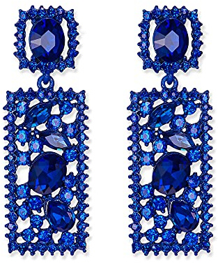 EVER FAITH Pendientes para mujer Colgante Orthogone Crystal Rhinestone Regalo