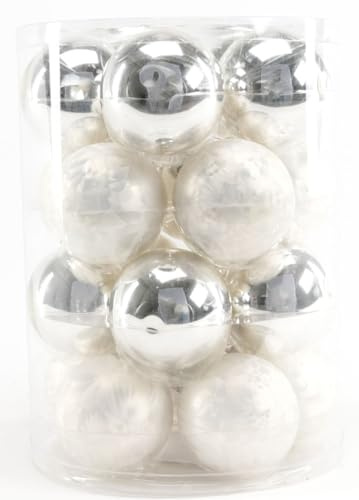 TrendLine Weihnachtskugeln aus Glas Ø60mm weiß 20 STK Christbaumkugeln Xmas