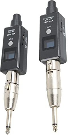 ASHATA UHF Wireless Microphone System XLR Adapter, XLR Transmitter Receiver,XLR Adapter System with Built-in Battery Wireless Mic Adapter For Dynamic Mic Audio Mixer, PA System