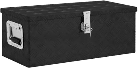 vidaXL Storage Box Hallway Storage Chest Blanket Trailer Box Tool Chest Organiser Storage Case with Lid Black 70x31x27 cm Aluminium