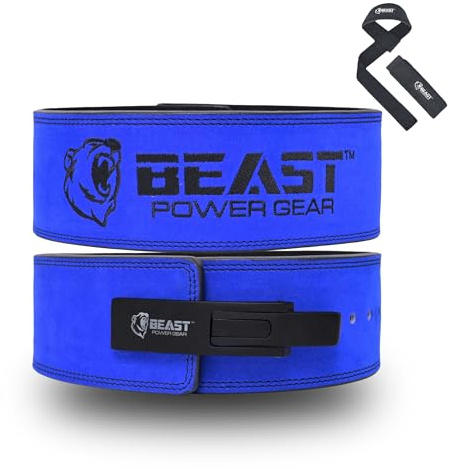 Beast Power Gear Weight Lifting Belt Lever Buckle 10MM 13MM Thick & 4 Inches Free Strap Weightlifting, Powerlifting, Deadlifts, Squats Men Women