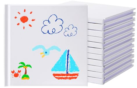 ZMCYN 12-pack vit inbunden tom anteckningsbok 12,7 cm x 12,7 cm tom berättelse skrivbok