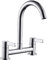 Kitchen Sink Mixer Taps, 2 Hole Kitchen Faucet, 360° Swivel Spout Dual Lever Sink Mixer Tap, Deck Mounted Taps, Cold and Hot Mixer Taps, 1/4 Turn with UK Standard Fittings (Chrome)