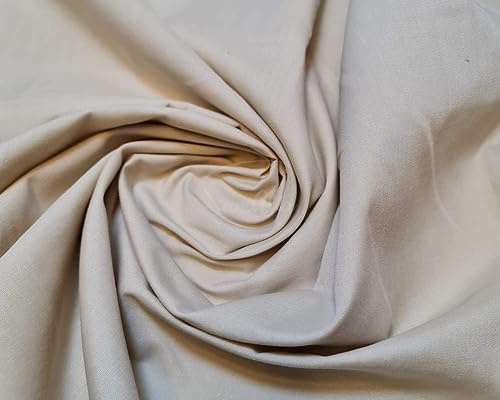 Plain Beige Polycotton Fabric for Dressmaking, Art & Craft, Sewing, Quilting | 45'' - 115 cm Wide| Precut Length 5m