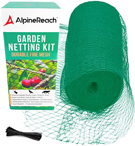 AlpineReach Rete da giardino, 4,5 m x 9 m, extra resistente, per proteggere piante e alberi da frutto contro animali e recinzioni di cervi, riutilizzabile, con fascette per cavi, verde