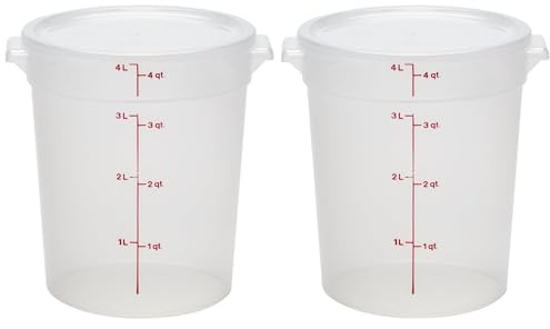 Cambro Food Storage Containers with Lids (BPA-Free) - 4 Quart - Food Grade Buckets with Lids (2 Pack) - For Dough Proofing and Brining (Translucent)