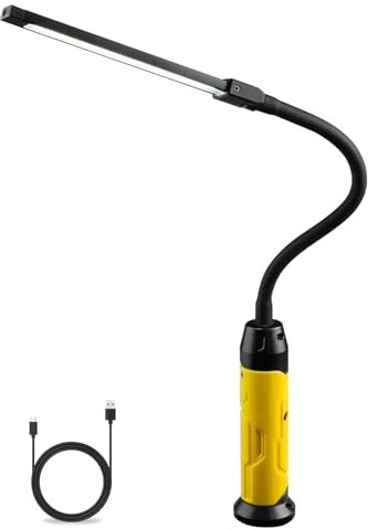 Napatyre LED Arbeitsleuchte Taschenlampe,1000 Lumen 3 Modi Superhell LED Werkstattlampe mit Magnetfuß und Schwanenhals, COB Inspektionslampe für Auto Reparatur, Werkstatt, Garage