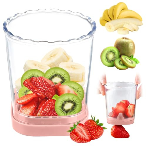 Prensa de ajo, cortador de frutas, cortador de fresas, cortador de plátano, cortador de uva, cortador de huevos, cortador de frutas desmontable con placa de empuje, cortador de fresas creativo