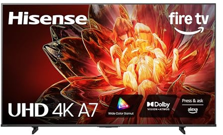 Hisense 43 Class A7 Series (43A7NF, 2025 Model) 4K UHD Smart Fire TV, Voice Remote with Alexa, Wide Color Gamut, HDR10+, Dolby Vision, Dolby Atmos, Game Mode, ALLM, Stream Live TV Without Cable