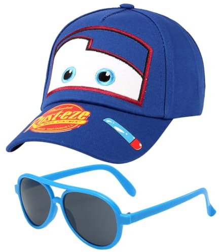 JXBBAAC Car Gorra de Béisbol para Niños, 2PCS Conjunto de Gorra de Béisbol y Gafas de Sol Sombrero de Sol Gorra de Beisbol Bordada Sombrero Transpirable Ajustable Anime para Vacaciones Playa