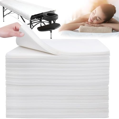 Kadryxon 100PCS Einweg Bettlaken, Einweg Massagetisch Bettlaken, Einweg Massageliegen Auflage für Schönheitssalon SPA Krankenhausbetten Tattoo Hotels 80 x 180cm (Weiß)
