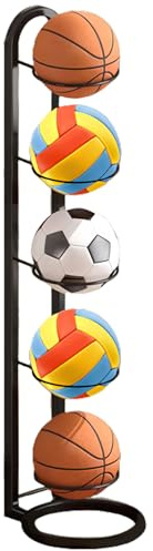 Estantería de 5 niveles de almacenamiento para pelotas de baloncesto, soporte extraíble para exhibición de baloncesto, fútbol, voleibol, rugby