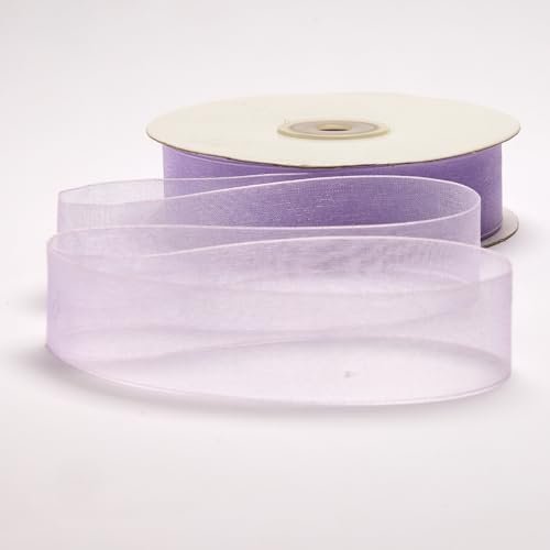 BARATTI Nastro Organza 25mm x 50m Decorativo in Poliestere Trasparente, Per Bomboniere, Regali, Feste, Fai da Te, Matrimonio, Compleanno, Artigianato, Natale, Decorazioni (Lilla)