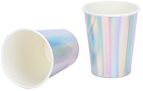 HERCHR 20 vasos de papel, taza caliente gruesa para bebidas frías, vasos de café desechables sin blanquear para fiestas, café, té (plata)