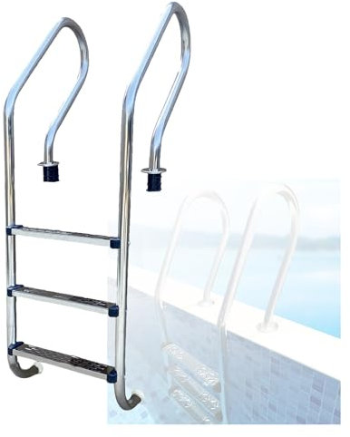 Échelle de Piscine, échelle de Natation creusée en Acier Inoxydable, escaliers à Double Rampe à 2/3 marches, pour Piscine arrière-Cour, Maison, Poids de Charge 250 kg (3