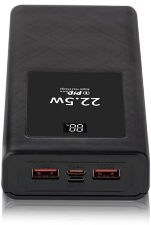 PowerBanks - Kits de carcasa de 20000 mAh, 22,5 W, carga rápida, USB, salidas y entradas microUSB, pantalla LED, carga portátil, múltiples dispositivos, baterías externas USB C
