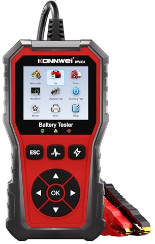 KONNWEI KW331 Testeur de Batterie avec Impression Cloud 10-2000 CCA 6V 12V 24V AGM Lithium Gel Batterie Analyseur Numérique Alternateur Système de Charge et Démarrage Voiture Moto Camions Marrine
