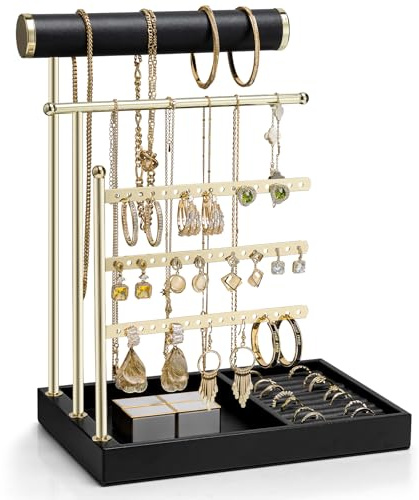 VLANDO Soporte para Joyas, Organizador Collares de 4 Barras