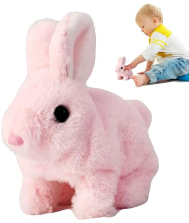 Hopping Bunny Toy – Interactive Rabbit Figure, Plush Material Soft Doll, Electronic Jumping Design with Twitching Nose | Portablle Toy for Boys Girls Animal Lovers Gift Playtime and Moving Ears