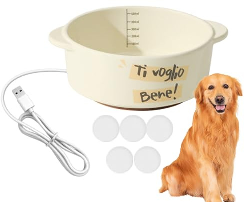 Generisch Bebedero para perros calefactado | Bebedero de cerámica calentado para mascotas | Tazones reutilizables con calentamiento constante de temperatura para conejos, pollos, pájaros, perros