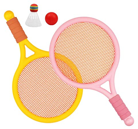 FewNvWa 2 Pezzi Racchette Badminton Set Bambini Palla Tennis Volano Gioco Manico Corto Materiale Durevole Leggero Adatte Bambini Principianti Utilizzo