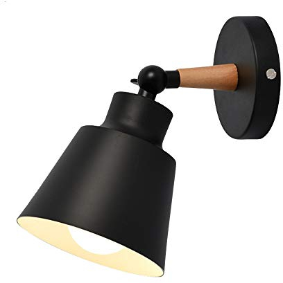 Wandleuchte verstellbare Wandlampe aus Metall in Schwarz, 1-flammig, E27-Fassung, max. 60 Watt, Wandspot im Design,für Wohnzimmer, Küche, Dachboden, Restaurant, Cafe