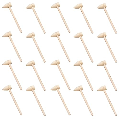 Fayemint 20 Piezas Mini Martillo de Madera, Mazos de Langosta, Mazos de Cangrejo Madera, Puntiagudo, para Golpear el Chocolate, Nueces, Langostas y Conchas