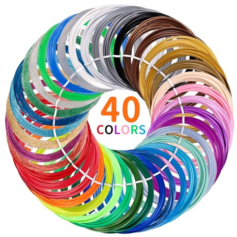 Kretrum 40 Farben 3D Stift Filament PLA 1.75mm 3D Druck Stift Filament Nachfüllungen Kompatibel mit MYNT3D SCRIB3D NICHT Fit Filapen jede Farbe 3M Total 394 Fuß