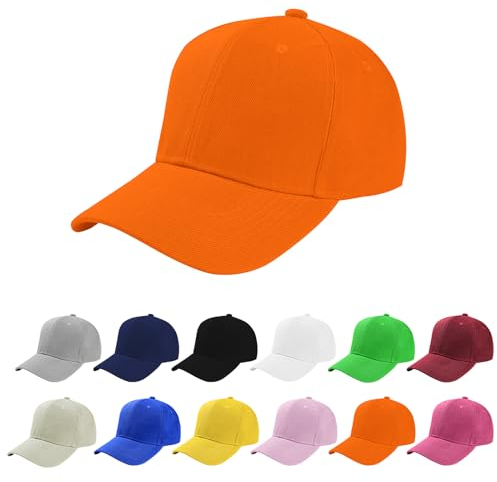 Aomig Basecap Unisex, Freizeit Baseball Cap Herren und Damen, Einstellbare Kappe mit Schirm, Sonnenschutz Baseballkappe für Outdoor Running Tennis Golf Reisen(Orange)